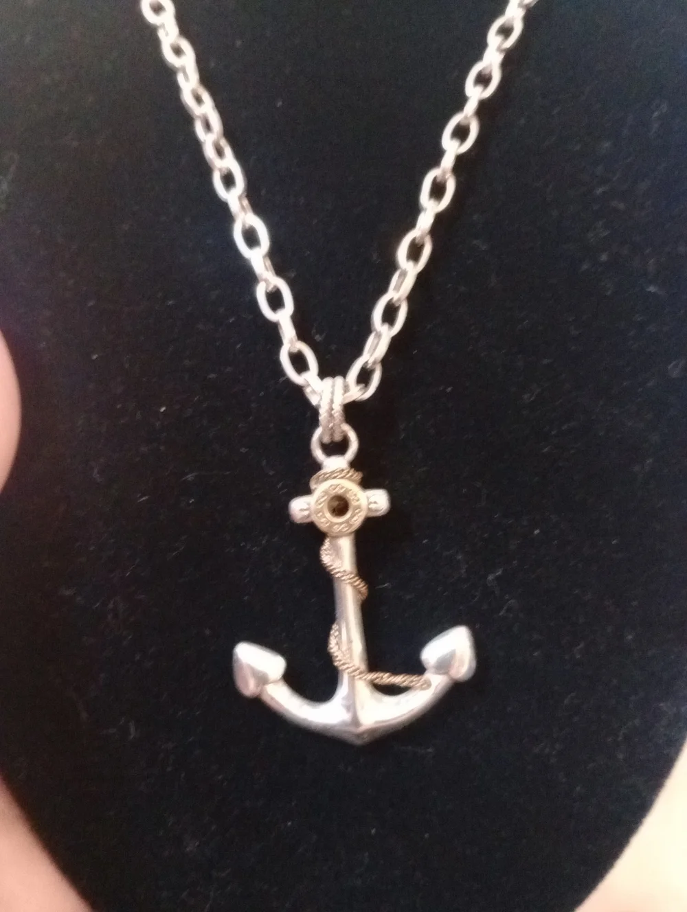 Brighton Anchor Necklace Silver Nautical Pendant Rope Detail Starfish Chain